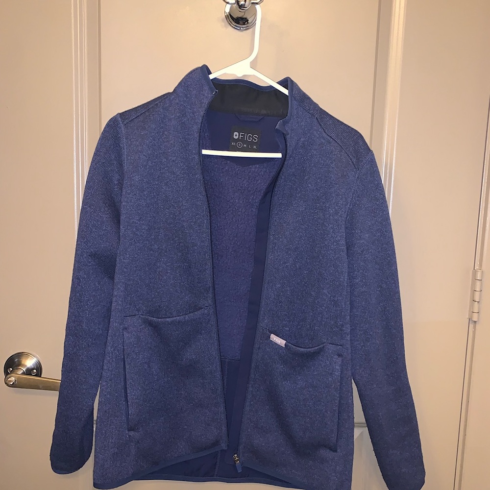 FIGS Women’s Heather Navy On-Shift - Sweater Knit Jacket - S